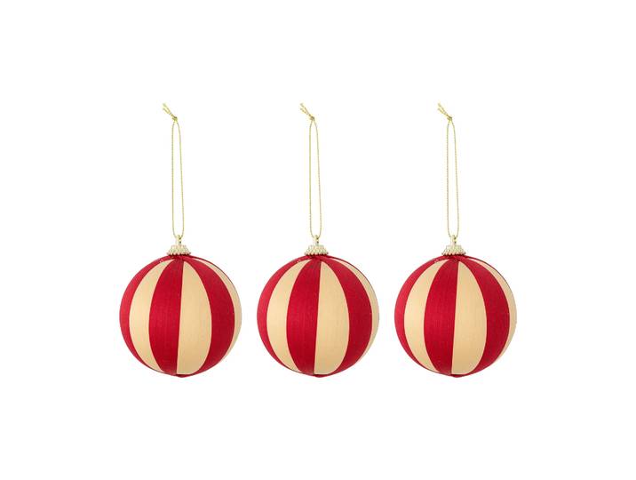 Bloomingville Wynn boule de Noël Rouge, lot de 3, Ø8 cm