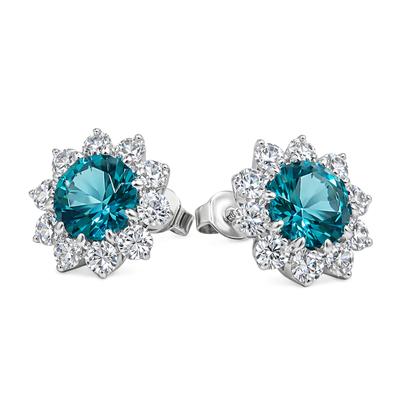 Paar Ohrstecker FIRETTI "Schmuck Geschenk Silber 925 Ohrschmuck Ohrringe Blume", blau (silberfarben, kristallweiß, türkis, kristallweiß, türkis), Ohrringe, Damen, 14mm, Silber 925 (Sterlingsilber), mit Zirkonia (synth.)