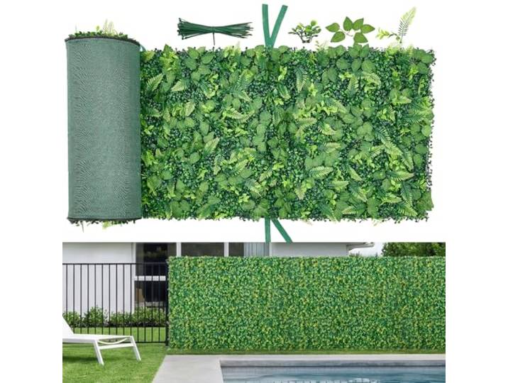 VEVOR Mur Végétal Artificiel 248\,3x61 cm Haie Artificielle Lot de 4 Panneaux de Feuillage Artificiel Brise Vue de Balcon pour Décoration\, Mariage\, Intérieur et Extérieur\, Clôture de Jardin\, Terrasse