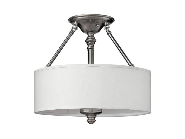 Elstead Lighting Deckenleuchte Sussex, Nickelfarben, Metall, Glas, 38.1 cm, RoHS, Lampen & Leuchten, Innenbeleuchtung, Deckenleuchten, Deckenleuchten