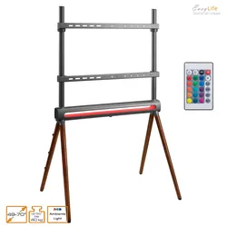 EasyLife - Design STAFFELEI 4-Bein TV Stativ mit LED Ambiente Beleuchtung bis 70'' Zoll & 40 kg Fernseher / Monitor