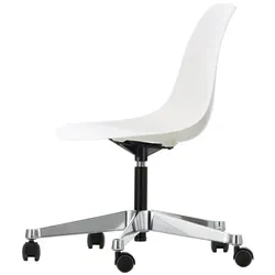 Vitra Drehstuhl Eames Plastic Side Chair PSCC Sitzschale weiß, Designer Charles & Ray Eames, 46.5x76-88.5x55 cm