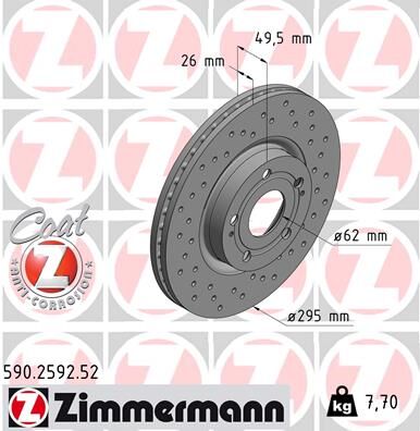 Zimmermann Bremsscheibe Sport Coat Z 590.2592.52 Vorderachse Gelocht 295mm 26mm Für Toyota