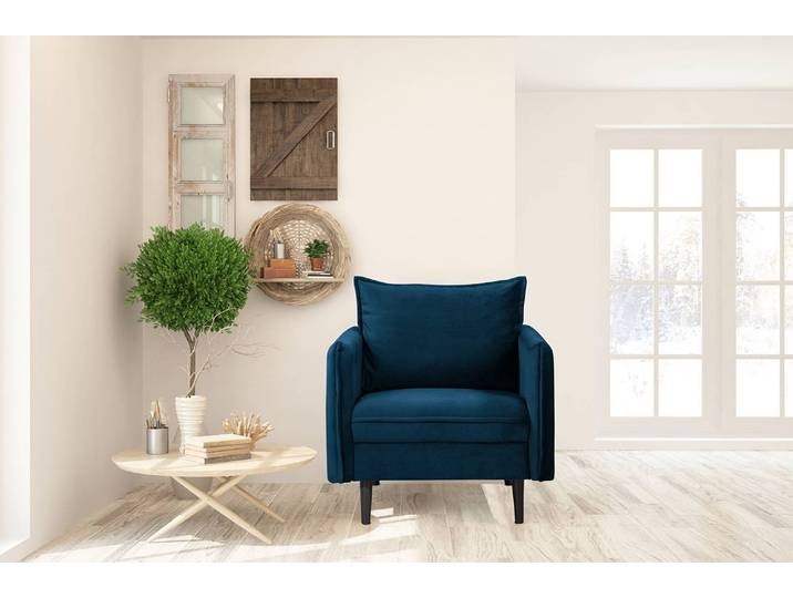 Sessel Palawan Blau Samt Ravi 74 x 86 x 91cm