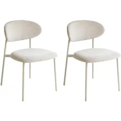 ESSZIMMERSTUHL 2er Set Chenillegewebe Hellbeige Cowley
