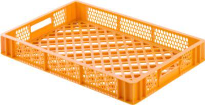 Euro Box Bäcker- und Cateringkasten (Gläserkasten), lebensmittelecht, Inhalt 14 L, durchbrochene Version, gelborange