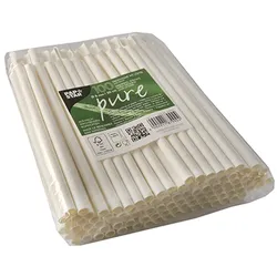 Papstar Papierstrohhalme mit Löffel pure Ø 8 mm 20 cm weiss 100 Stück