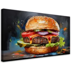LEINWANDBILD Burger Hamburger Sandwich Essen 80x40cm
