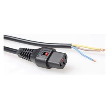 Iec Lock 230V connection cable C13 lockable - open end black 4.00 m (4 m) (PC1026)