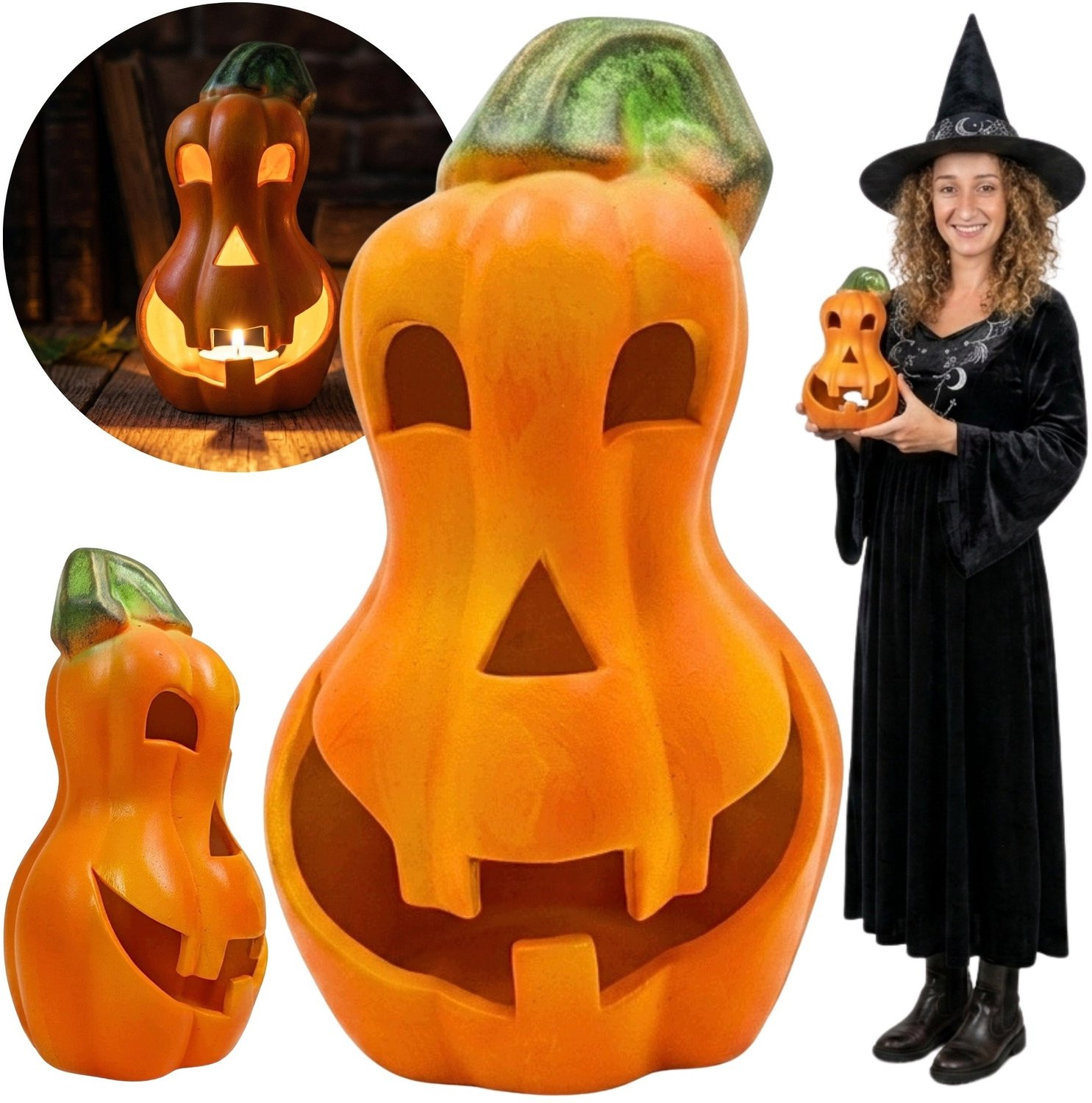 Keramische Pompoen Decoratie voor Halloween en Herfst, 29 cm