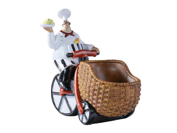 Jumpeak Weinregal Kreativer Koch Dreirad Weinregal,Harz,Wohnaccessoire,Tischdekoration, weinregal klein,zimmer deko,wein geschenk,küchen deko,koch und fahrrad