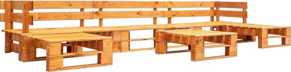 6-tlg. Garten-Lounge-Set aus Paletten Holz Honigbraun