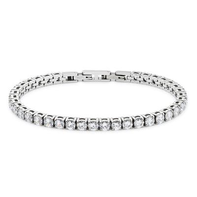 Tennisarmband BRUNO BANANI "Schmuck Geschenk Edelstahlarmband", silber (edelstahlfarben, kristallweiß, kristallweiß), Armbänder, Damen, 19cm, Edelstahl, Tennisarmband, mit Zirkonia (synth.)