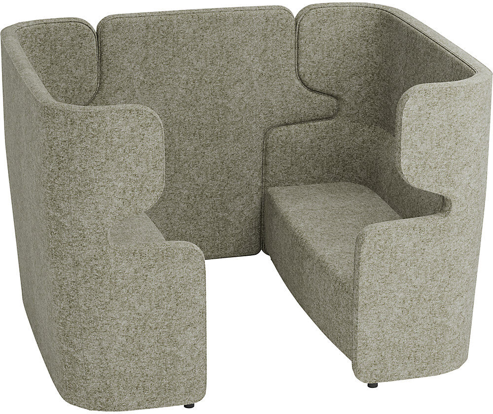 Akustiksofa VIVO, 2 Zweisitzer mit hoher Rückenlehne, Mittelwand, hellgrau BISLEY