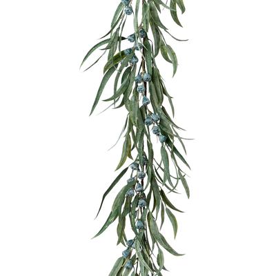 Kunstgirlande CREATIV GREEN "Eukalyptus-Girlande mit Früchten", grau (grau,grün), L:189cm, Obermaterial: 100% Polyethylen, Kunstpflanzen