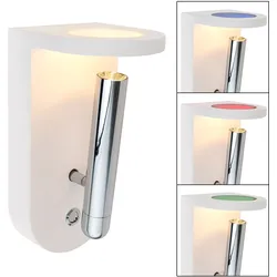 LED Wandleuchte Wandlampe beweglicher Spot weiß 4 tauschbare bunte Gläser H 22cm