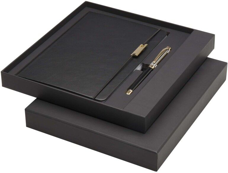 Ensemble carnet et stylo personnalisable à encre bleue Legato noir