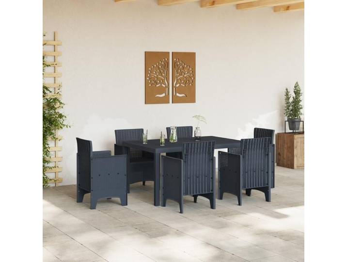 (Summer sales 2025) Table d'extérieur - XWO - Anthracite 150x100x73 cm - Desgin classique - en poly rotin(573)