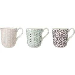Bloomingville Maya Becher, Steingut, 3er Set, Ø 9xH10 cm, 3er