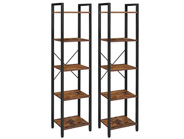 VASAGLE Regal, 2er Set, Bücherregal mit 5 Ebenen, Industrie-Design