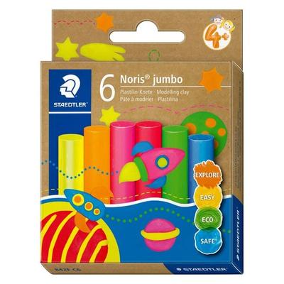STAEDTLER Noris jumbo 842 Plastilin-Knete Set, neon, 6 Knetstangen à 16,6 g, 842F C6