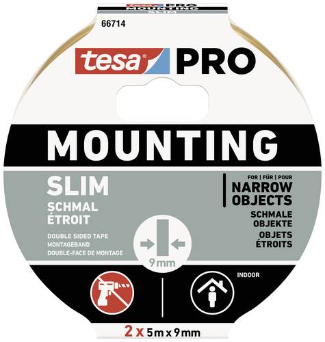 Tesa Mounting PRO Schmal 66714-00000-00 Montageband Weiß (L x B) 10m x 9mm 2St.