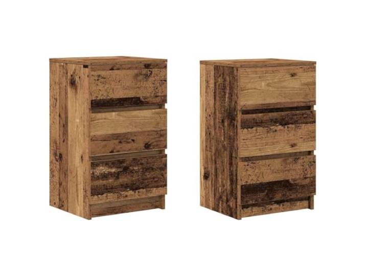 Coespram Nachttisch 2er Set mit 3 Schubladen Altholz-Optik 39x35x65 cm Funktionale Nachtschränke für das Schlafzimmer bieten geschlossenen Stauraum und passen harmonisch neben jedes Bett.