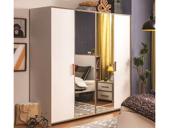 Möbel-Zeit Kleiderschrank MODERA mit Spiegel, 4-türig