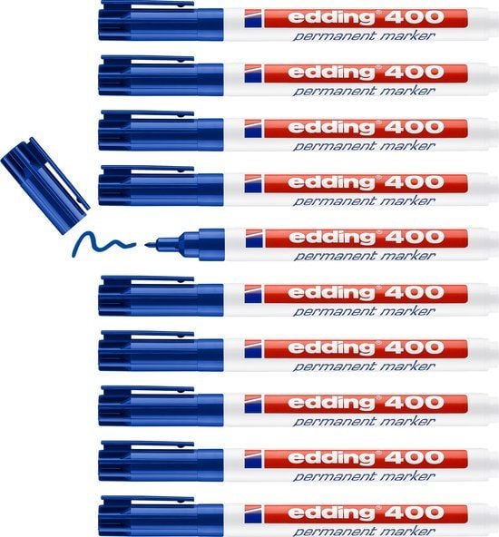 Edding 400 Permanent Marker - Blauw - Watervast en Sneldrogend