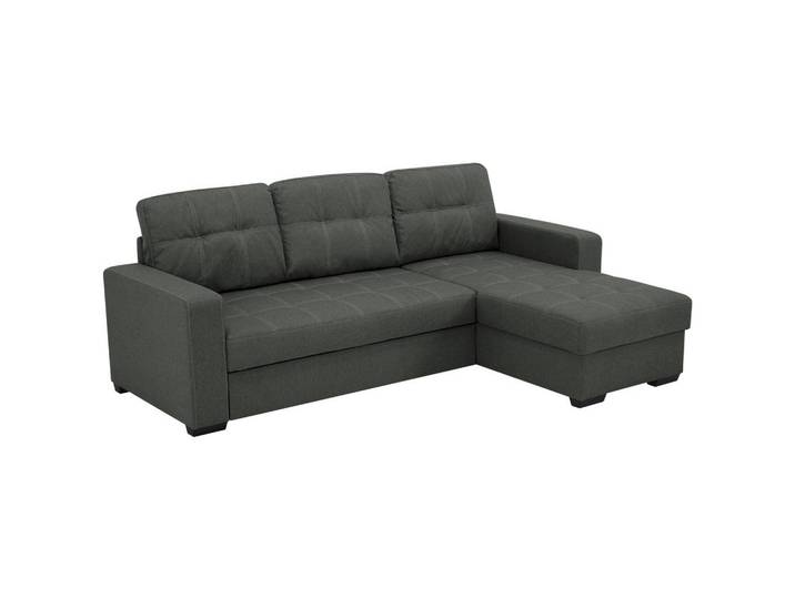 Livetastic Eckschlafsofa, Graphit, Kunststoff, 3-Sitzer, 240x160 cm, Made in EU, Wohnzimmer, Sofas & Couches, Schlafsofas, Schlafsofas mit Bettkasten