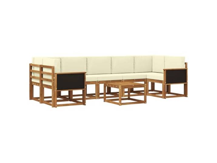 PUGYNBK Sofaset für den Außenbereich, 6-teilig, Akazie Natur und Creme Modularer Lattenrahmen, witterungsbeständig, für Garten, Terrasse oder Pool