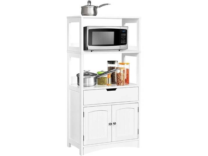 GOPLUS Armoire Meuble de Rangement avec Tiroir Placard et 2 Etagère-60x32 5x122CM-Style Moderne Blanc