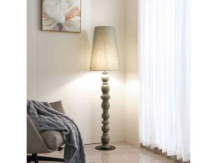 Stehlampe Lyndorin Lucande, grün, für Wohn- / Esszimmer, Keramik, Design