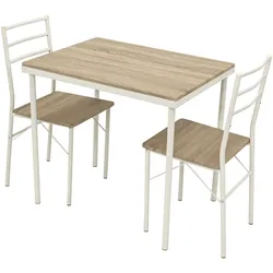 Essgruppe KÖLN 3-teilig, Metallgestell, Oberfläche Eiche Dekor