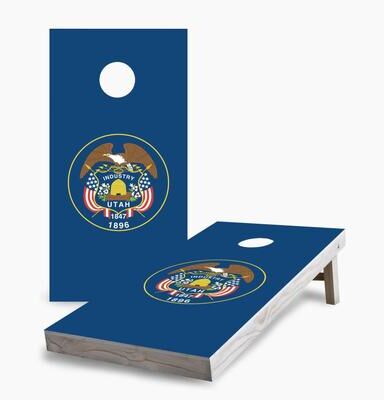 Skip's Garage Utah State Flag Cornhole Boards
