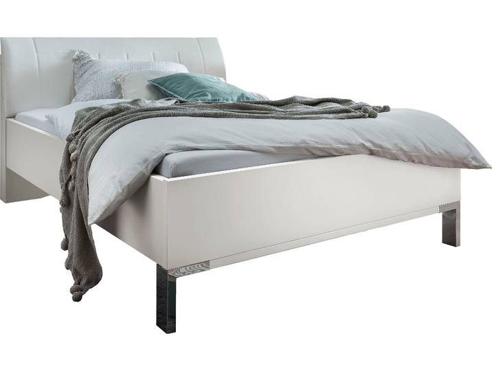 Futonbett WIEMANN Monaco, Bettgestell, Bettrahmen, komfortables Polsterkopfteil , weiss (weiß), B:169cm L:218cm, Betten, Futonbett, Polsterkopfteil aus Kunstleder, verschiedene Grössen, in Komforthöhe