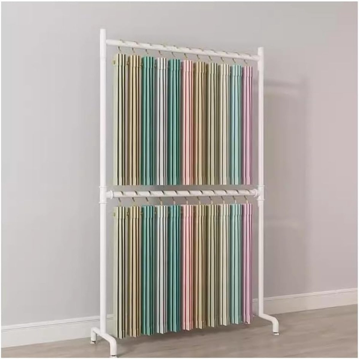 Stoffen Displayrek met Wit Metalen Frame voor Textiel en Winkelpresentatie - B/D/H: 80 x 40 x 160 cm