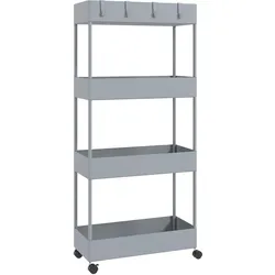ROLLWAGEN mit 4 Ebenen, Kunststoff, Grau, 40 x 19 x 90 cm