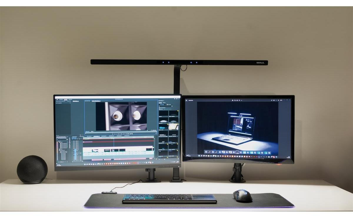 MAUL LED-monitorlamp met MAULgate color vario sensor en dimbare verlichting voor professionals