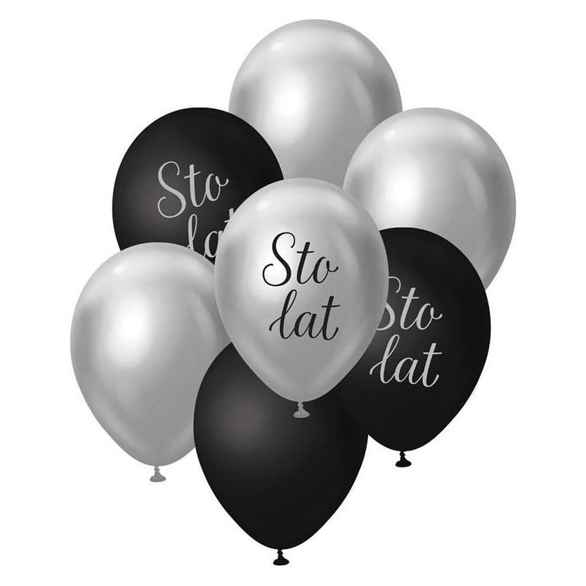 GoDan B&C Luftballons, silberner und schwarzer Strauss, 100 Jahre, 7 Stück (7x) (48986417)