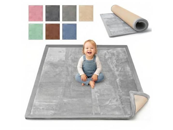 BabybeFun Krabbelmatte Baby - kuschelig weich - 3cm Dicke Spielmatte - schützt vor Stößen - Teppich Kinderzimmer 180x200cm - rutschfeste Schaumstoffmatte - Spielteppich Kinder - Krabbeldecke warm