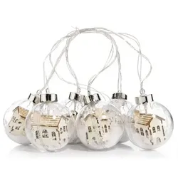 LUMIDA Xmas LED-Lichterkette 6 transparente Kugeln mit Winter-Szene 150cm + Zuleitung