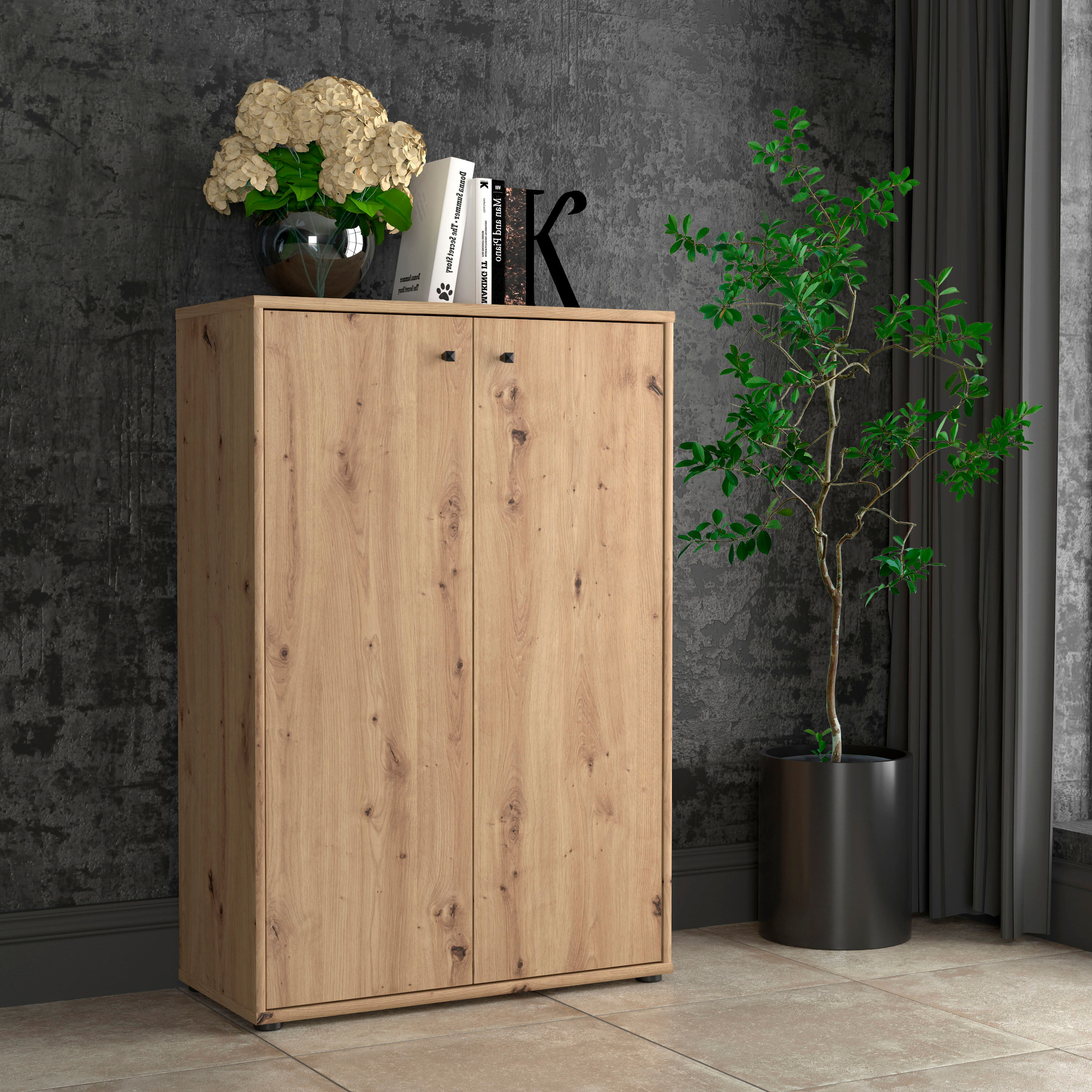 Kommode FORTE "Tempra, Kommode, 2 Türen, viel Stauraum, Höhe 111,1 cm", braun (artisan eiche), B:73,7cm H:111,1cm T:34,8cm, Sideboards, Kommode artisan eiche B/H/T: 73,7cm x 111,1cm x 34,8cm, 2 Stk.