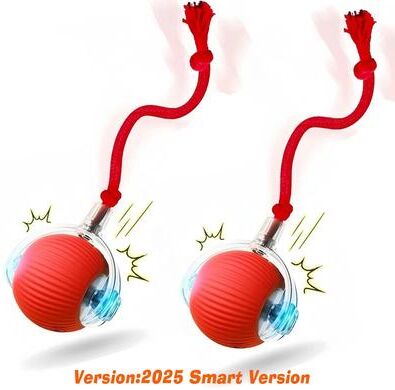 Quick Pick Pro Smart Interactive Dog Ball Rechargeable Automatic Rolling Toy For Puppies & Dogs red Tail Ball 2pcs