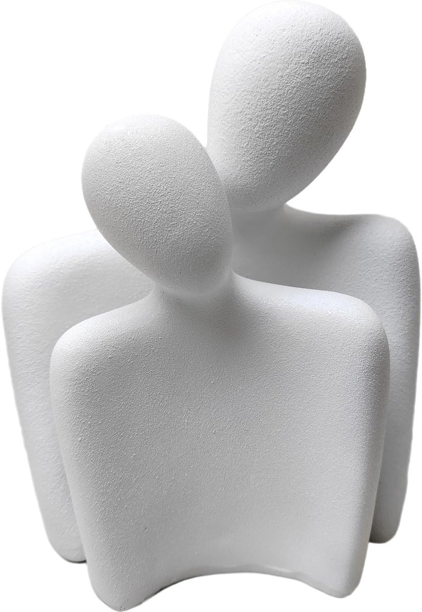Moderne abstracte kunstbeeldjes Couple Embraced Statue, witte decoratie voor in de woonkamer of op kantoor
