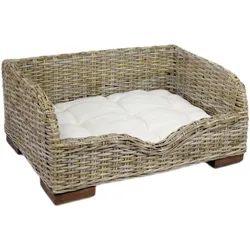 Tiersofa VILLA aus Rattangeflecht mit Einstieg und Liegekissen Naturmaterial