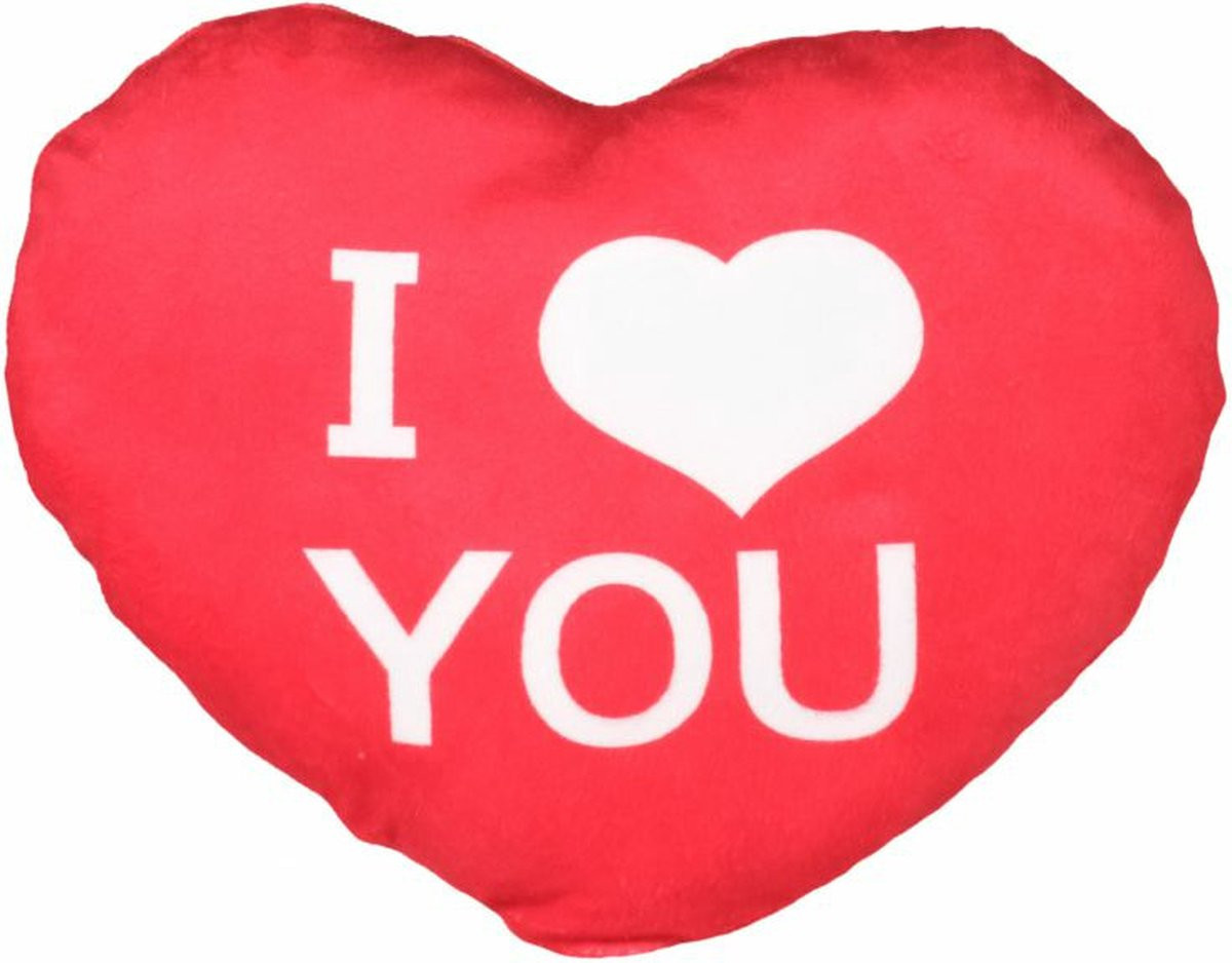 Sierkussentje Valentijn I Love You - Hartvorm - Rood - 30 cm