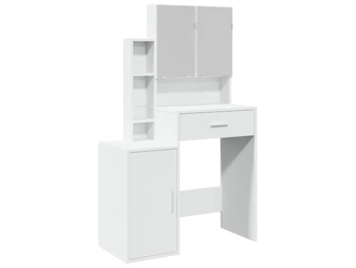 Xhnifbn Schminktisch mit Spiegel & Schublade Weiß 80x35x132 cm Eleganter Frisiertisch fürs Schlafzimmer mit großem Allzweckspiegel und 8 offenen Fächern für geordnete Kosmetik.