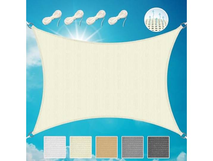 Sol Royal Sonnensegel rechteckig wasserdicht für Terrasse Balkon Garten 2x3m Creme UV Sonnenschutz Segeltuch für Pool und Camping Segel Beschattung PS9