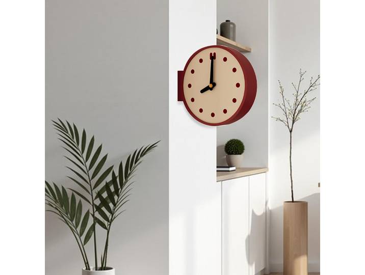 Horloge murale d'angle, horloge de bureau, illustration minimaliste, créative, Double face, facile